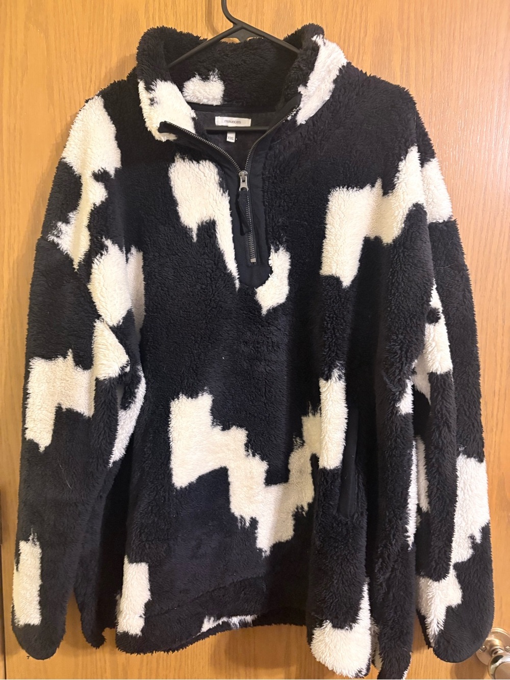 Maurices Black & White Sherpa Half-Zip Pullover